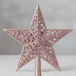 Ponteira  Arvore Natal Rose Estrela  Glitter LANÇAMENTO 25  11  2025 - GRANDE - NOVA COLEÇÃO