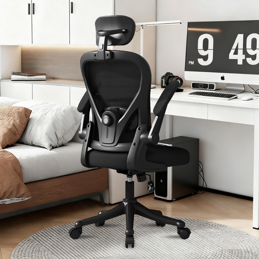 Cadeira de escritório ergonômica,reclinável de 90°a130°com apoio lombar,capacidade de peso de 200 kg em Oferta na Shopee