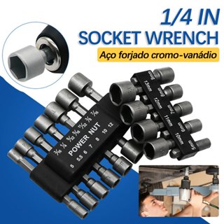 jogo de soquete para parafusadeira 5 A 13mm jogo de bits Sextavado 14pecas em Oferta na Shopee