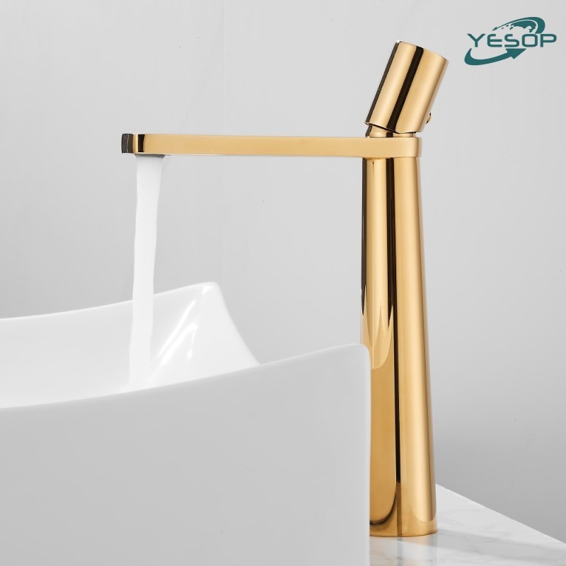 Torneira Dourada Banheiro Para Lavabo Monocomando Alta 30cm Luxo Brilhante Yesop em Oferta na Shopee