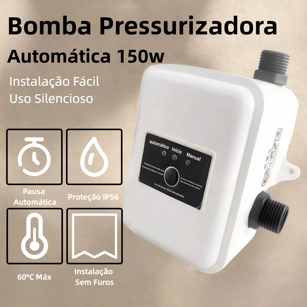 Bomba Pressurizadora Automática 150w para Chuveiro e Torneira Solução para Baixa Pressão de Água Instalação Fácil