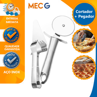 Kit Pegador Espátula Cortador Pá Para Pizza Aço Inox Mec g Essencials Corta Fácil Não Enferruja em Oferta na Shopee
