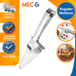 Pegador de Pizza Espátula Pegadora Dupla para Alimentos em Inox Mec g Essensials