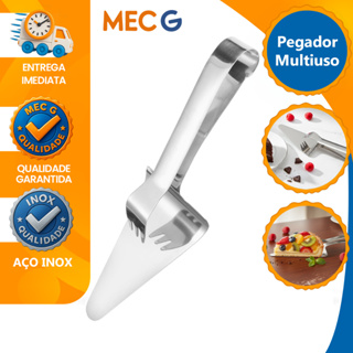 Pinça Pegador de Pizza Espátula Pegadora Dupla para Alimentos em Inox Mec g Essensials em Oferta na Shopee