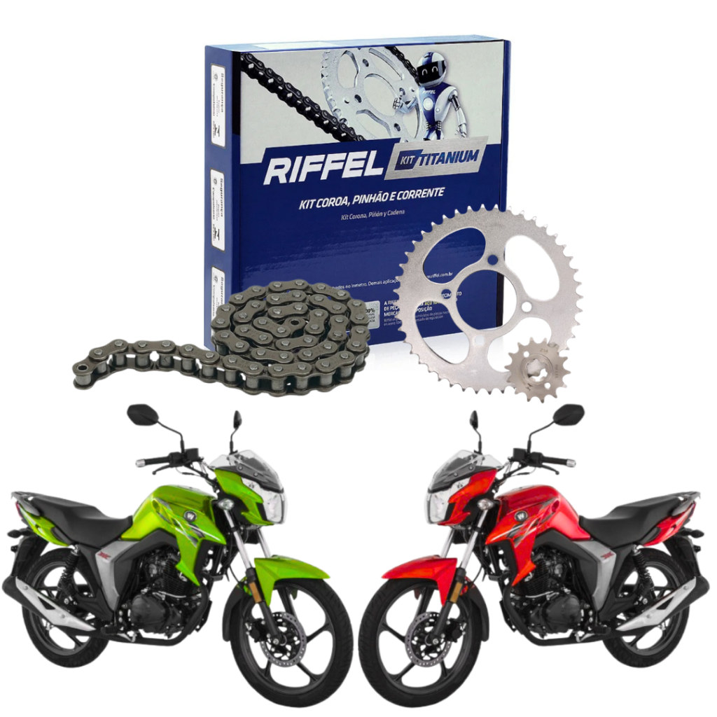 Kit Relação Tração Transmissão DK 150 S / CBS 2017 2018 2019 2020 2021 2022 A 2026 Original Riffel