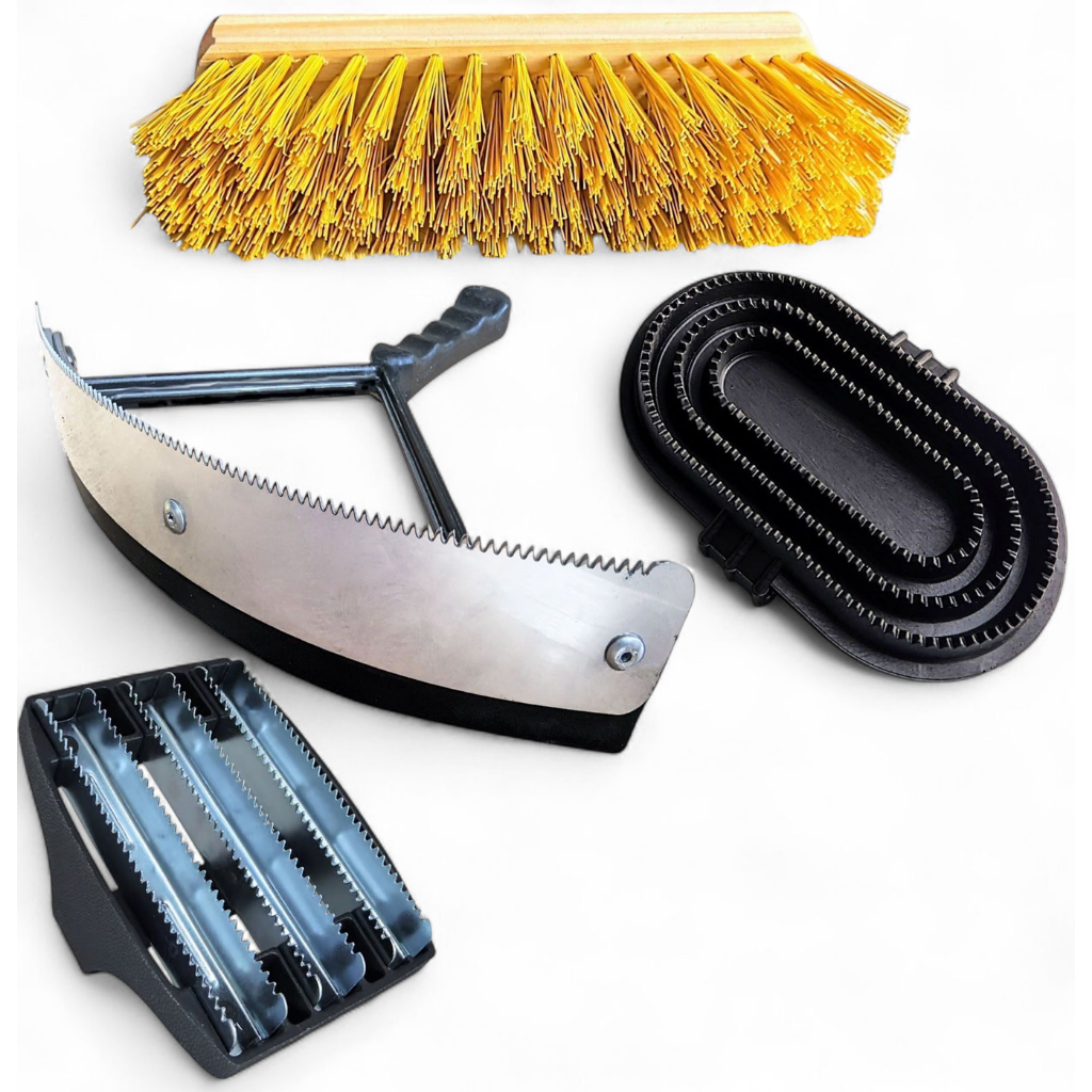 Kit Limpeza Cavalo Rodo Raspador 2 Raspadeiras Escova