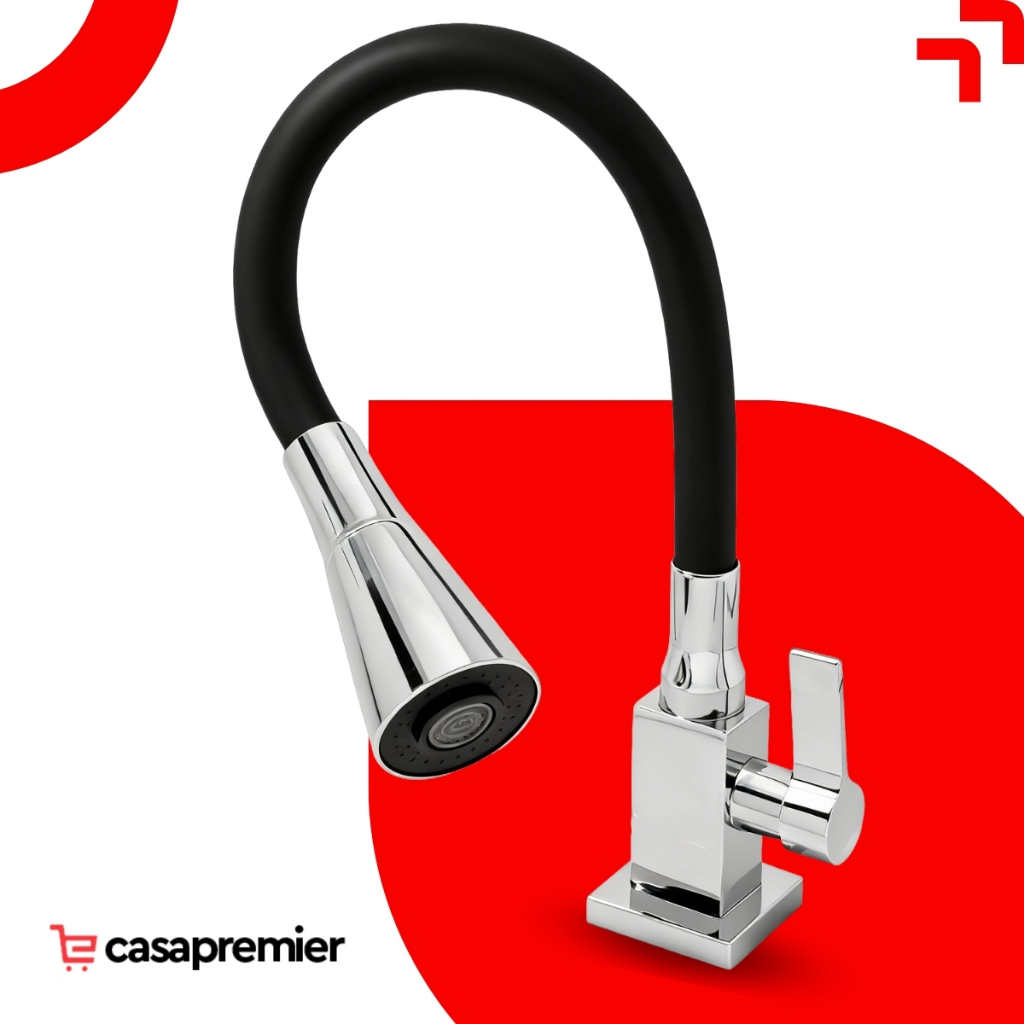Torneira Gourmet Flexível Preta e Cromada Para Bancada Pia Cozinha Arejador 02 Modos em Oferta na Shopee