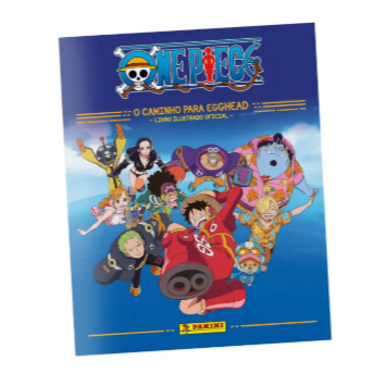 Kit Album One Piece Azul (O caminho para Pegghead) + 50 figurinhas (10 pacotes)