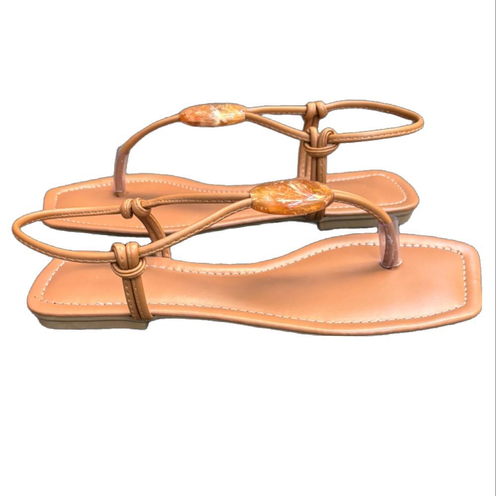 Sandália Rasteira Feminina Caramelo em Napa com Sola Gel, Dedinho Moderno em Oferta na Shopee
