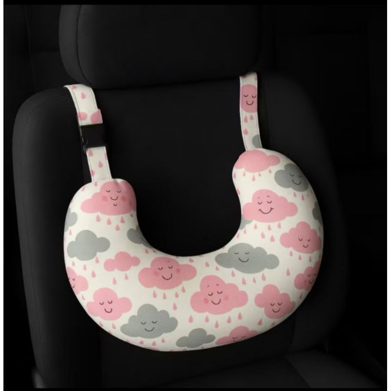 Almofada Apoio de Pescoço Ajustável Infantil (Nuvem Rosa)