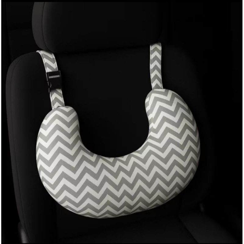 Almofada de Apoio de Pescoço Ajustável Infantil e Adulto (Chevron Cinza) em Oferta na Shopee