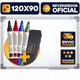 Lousa Branca Grande 120x90 Quadro Branco Anotações + 4 Canetas E Apagador em Oferta na Shopee