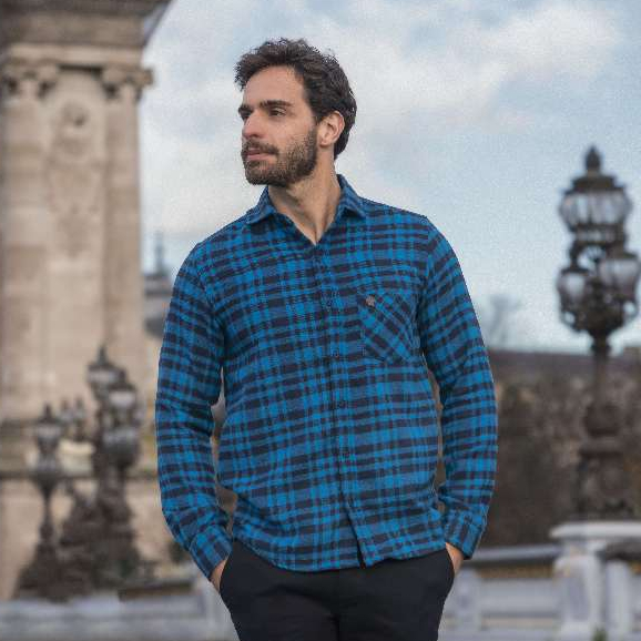 Camisa Social Masculina Manga Longa Xadrez Flanelada Com Bolso