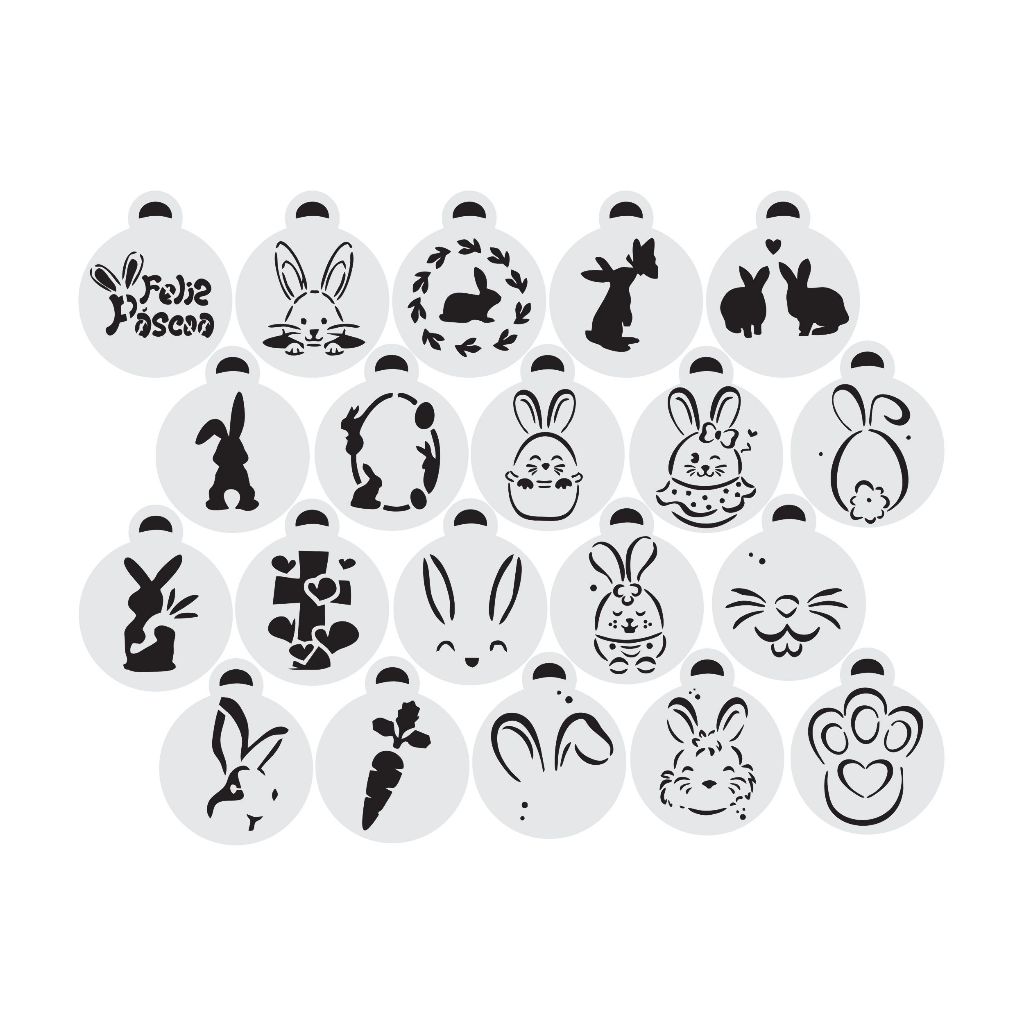 CUTPF0017 - Kit 20 Stencils Para Pintura Facial 7,5x7,5cm Páscoa Mylar 190 Micras em Oferta na Shopee