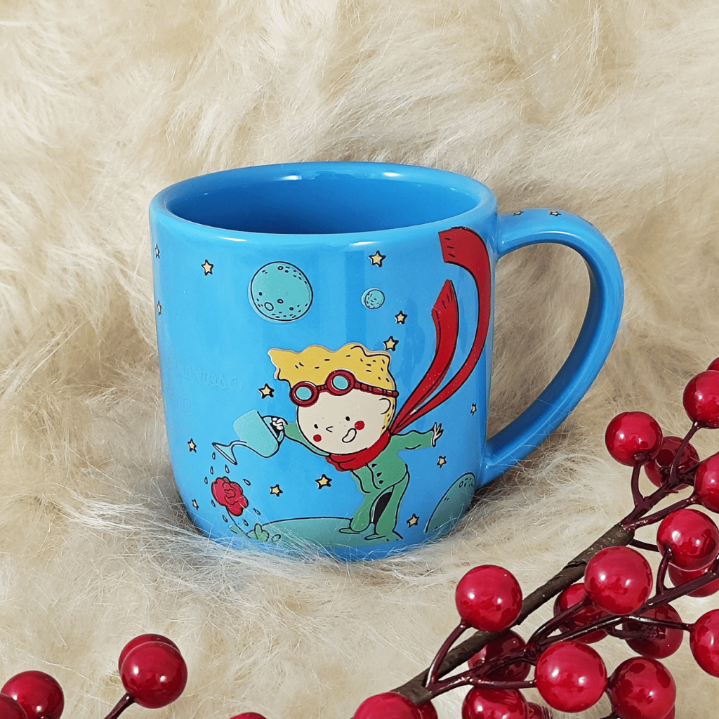 Caneca Porcelana 350ml Azul Celeste Club Pequeno Principe Café Chá Cappuccino