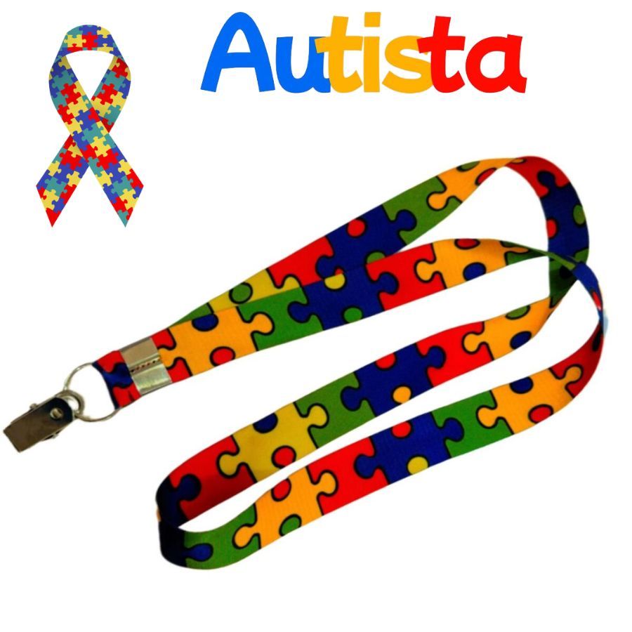 Cordão de Pescoço de Identificação Autismo SEM CRACHÁ Quebra Cabeça Colorido TEA Apoio a Causa em Oferta na Shopee