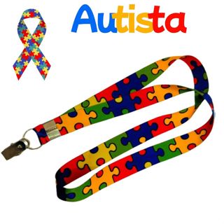 Cordão de Pescoço de Identificação Autismo SEM CRACHÁ Quebra Cabeça Colorido TEA Apoio a Causa em Oferta na Shopee