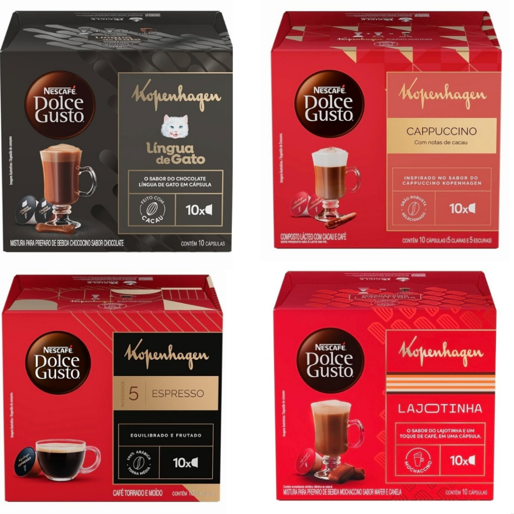 Dolce Gusto KOPENHAGUE LINGUA DE GATO LAJOTINHA ESPRESSO CAPPUCCINO 40 Cápsulas de Café Nescafé® em Oferta na Shopee