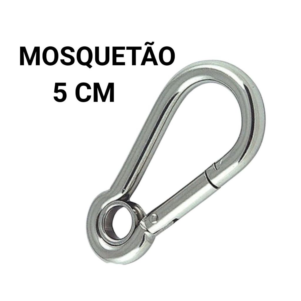 Kit 4 Mosquetão Aço Carbono 5cm 5x50 Trava Simples Suporta 100kg Com Olhal