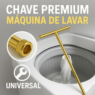 Chave T Longa 10mm + Pastilha para Abrir Agitador de Máquina de Lavar – Uso Universal