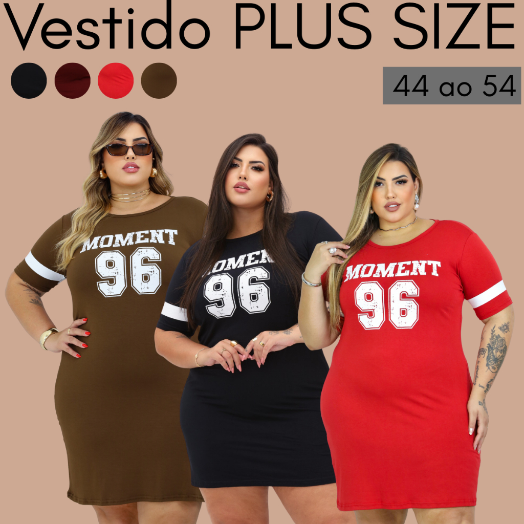 Vestido Estampado Plus Size Curve Curvy Camisão Moda Gringa Verão veste até 56 Camisetão Feminino em Oferta na Shopee