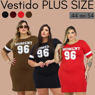 Vestido Estampado Plus Size Curve Curvy Camisão Moda Gringa Verão veste até 56 Camisetão Feminino em Oferta na Shopee