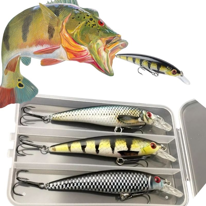kit 3 iscas Artificiais meia água 13,8cm  13 gramas, pesca de predadores como Robalo, tucunaré