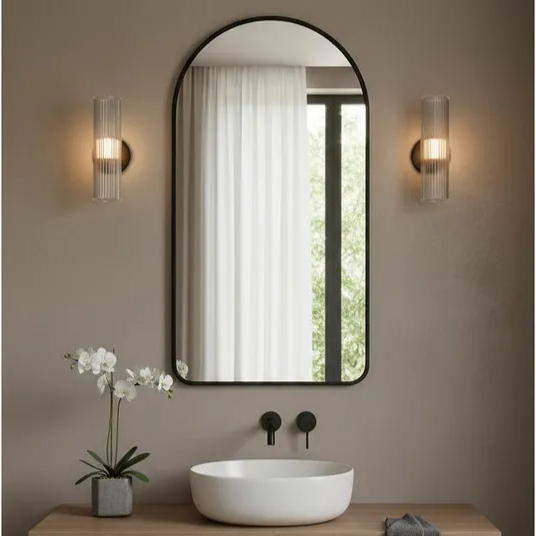 Espelho Orgânico Capela 60cm x 100cm Moldura Couro Decoração Loja Closet Banheiro Luxo Corpo Inteiro