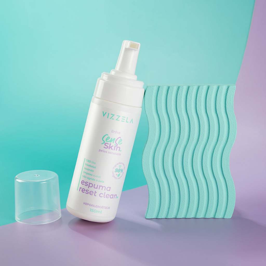 Imagem Espuma Sense Skin Calm Cream Suave Limpeza Hidratante Vegano Original Vizzela
