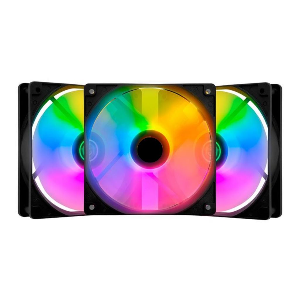 Kit 3 Cooler Fan LED RGB Rainbow 120mm Molex Ventoinha Alto Fluxo de Ar Refrigeração para Gabinete