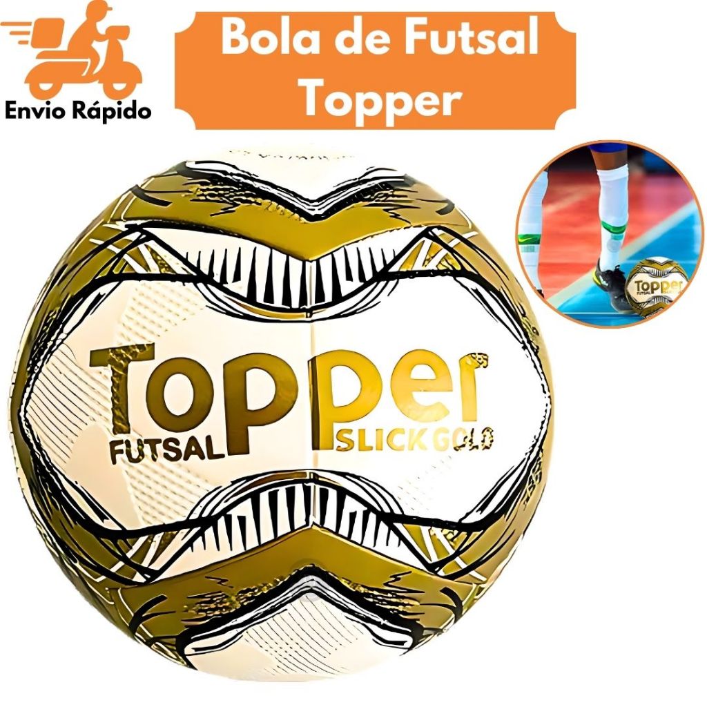 Bola Topper Slick Gold Futsal Profissional Original para Quadra, Campo e Praia