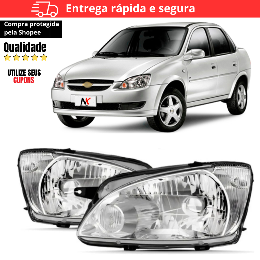 Par/Un Farol Corsa Classic 2011 2012 2013 2014 2015 2016 Novo em Oferta na Shopee