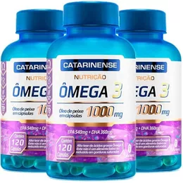 3X Ômega 3 Óleo de Peixe Nutrição em cápsulas Com 1000mg Catarinense 120 Cápsulas