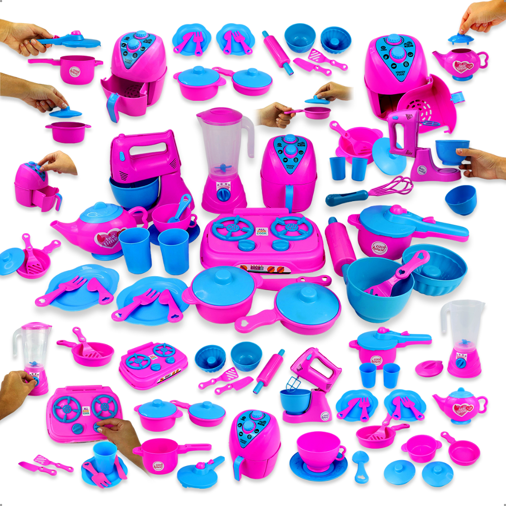 Imagem Kit Infantil Brinquedos de Casinha Cozinha Comidinha Cafeteira Expresso Eletro Menina Menino