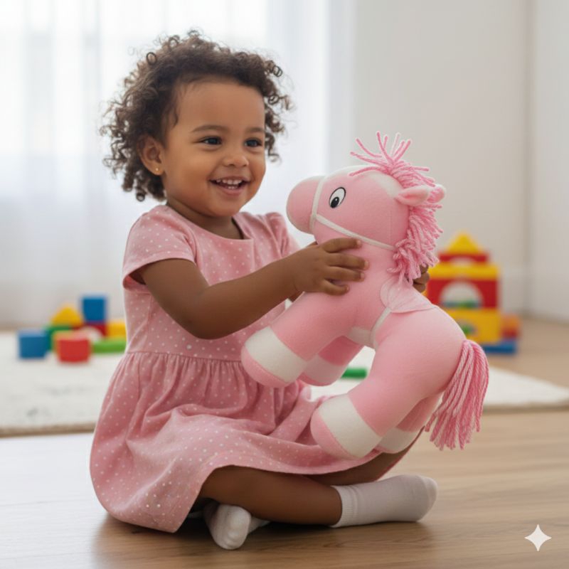 ​🦄 ✨ Cavalinho de Pelúcia Rosa Fofíssimo em Oferta na Shopee