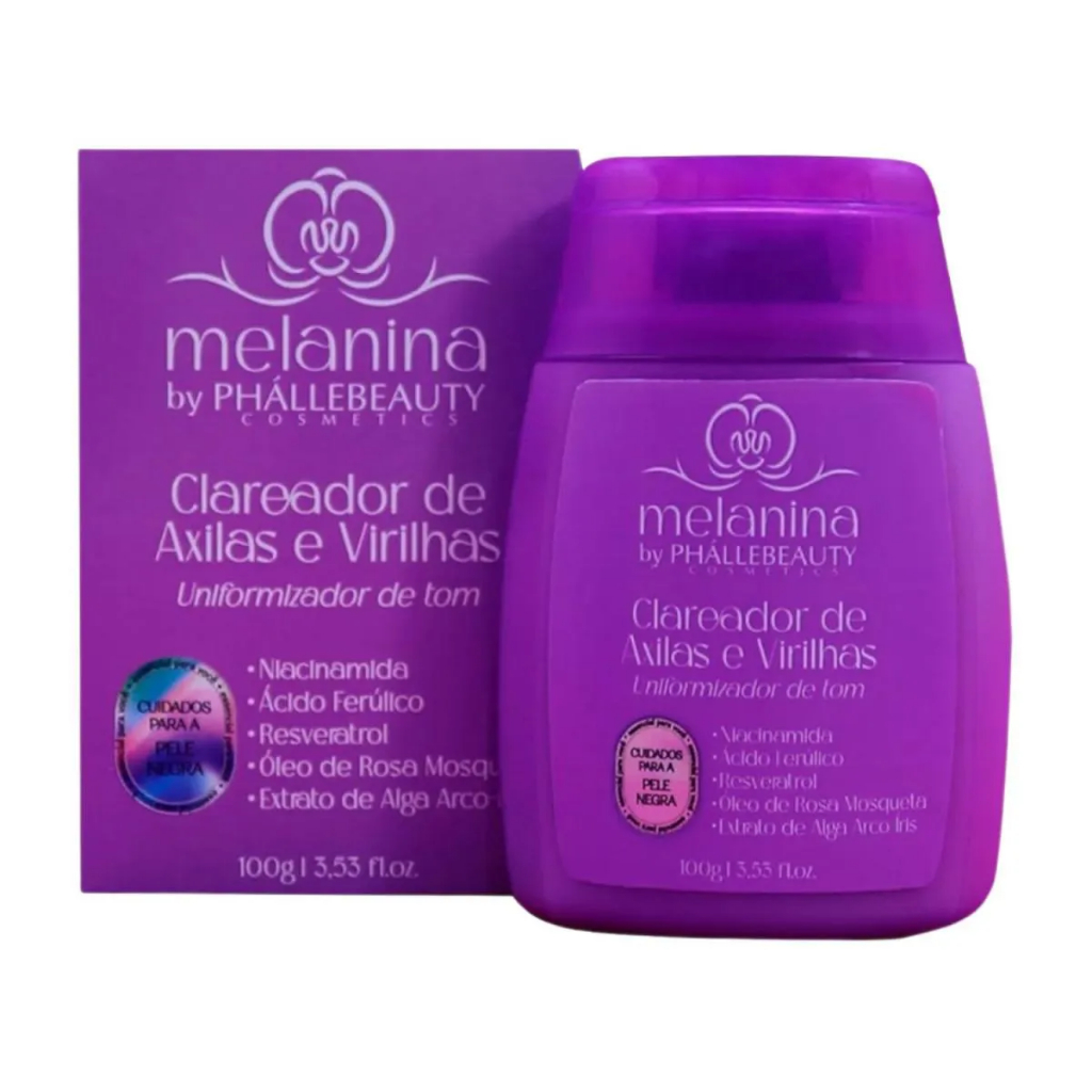 CLAREADOR DE AXILAS E VIRILHAS 100G - MELANINA BY PHÁLLEBEAUTY