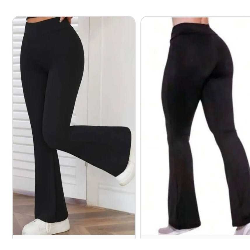 calça flare academia( não transparente ) Cintura alta tecido suplex confortável na cor preta
