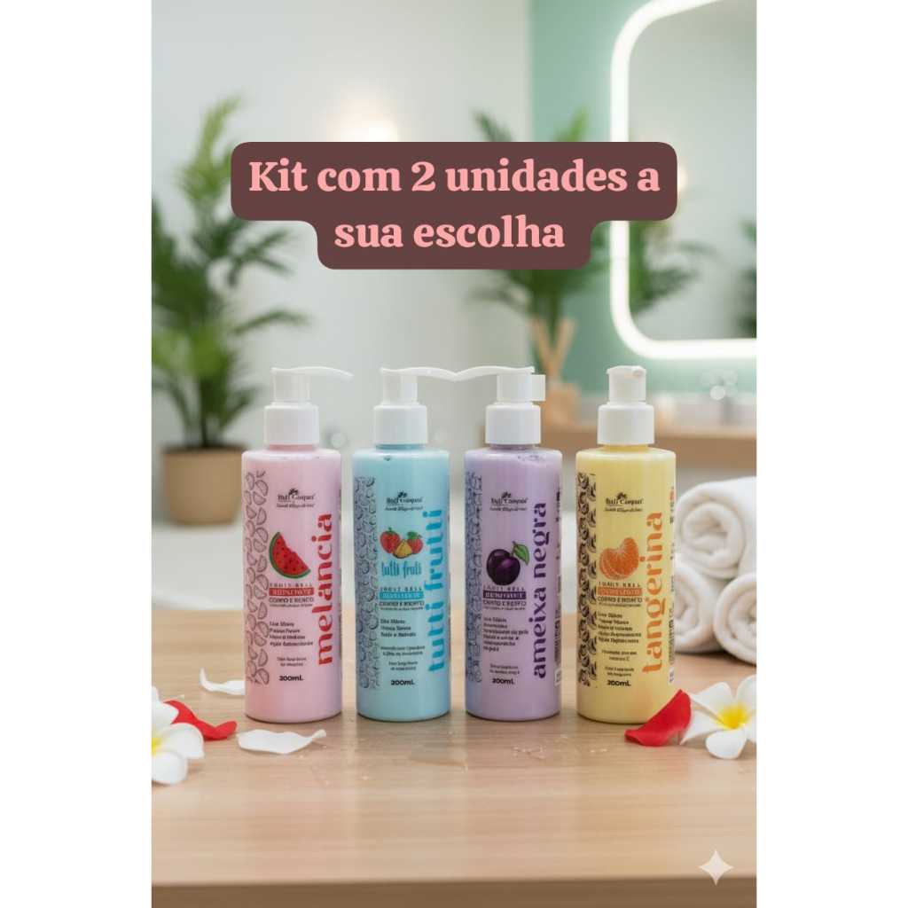 kit com 2 unid hidratante FRUIT BELL - 200ml - melancia, tutti, ameixa e tangerina - BELL CORPUS