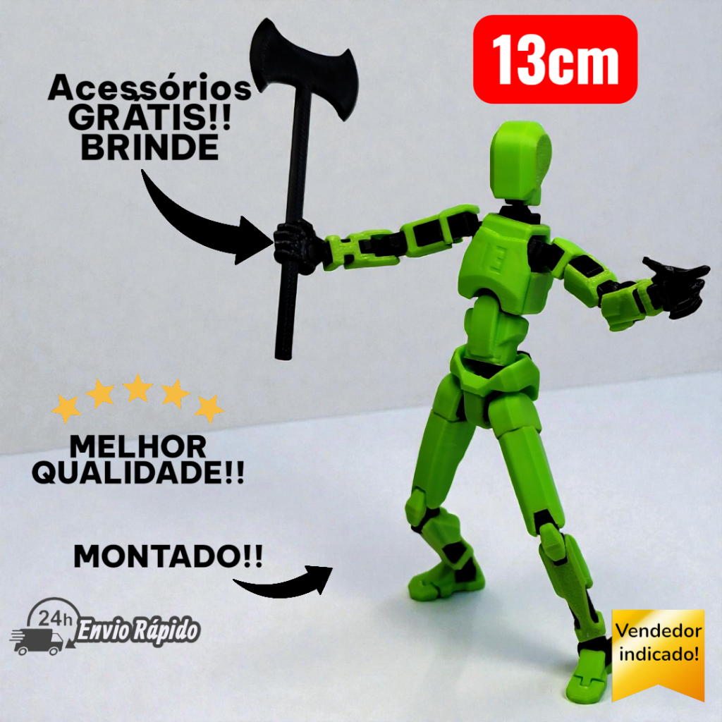 Boneco de Ação Articulado Dummy 13 Fidget Toy sensorial anti-stress MONTADO 13cm BRINDE Resistente