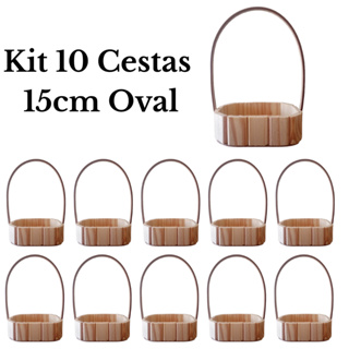 Kit 10 Cestas de madeira Oval para Presentes e Decorações! Fraldeiras de Pinus. em Oferta na Shopee