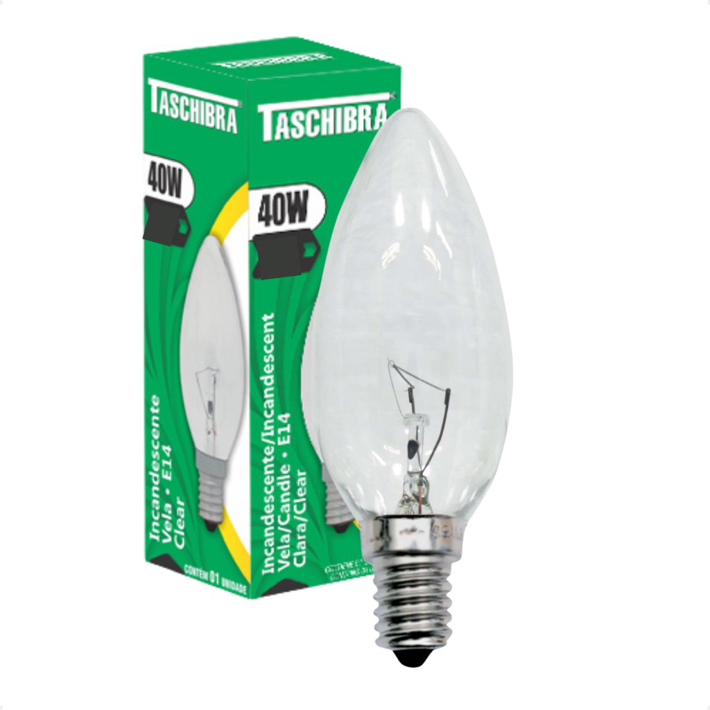 Lâmpada Incandescente Taschibra Vela Clara 40W E14 220V em Oferta na Shopee