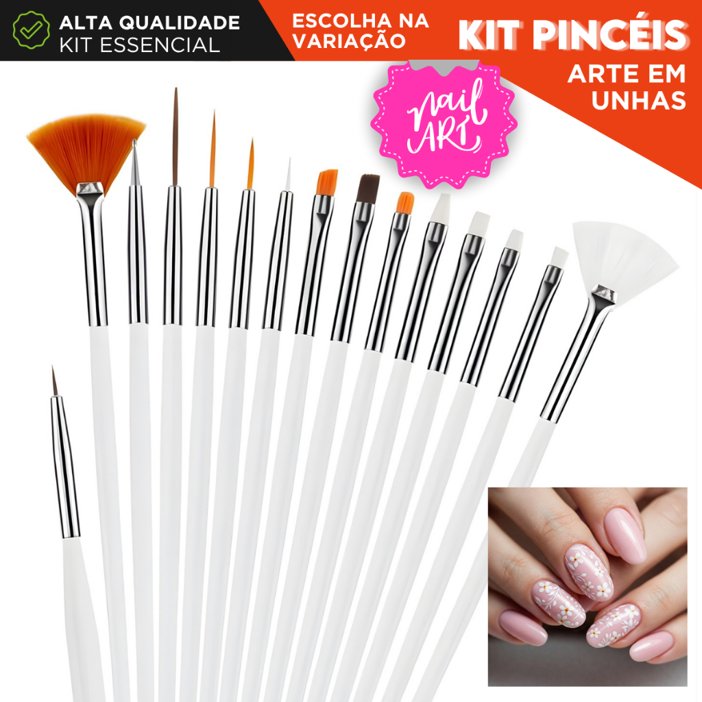 Kit Pincel Nail Art Profissional Para Unhas Artísticas Decoração Pintura Detalhada Desenhos -CRIAR em Oferta na Shopee