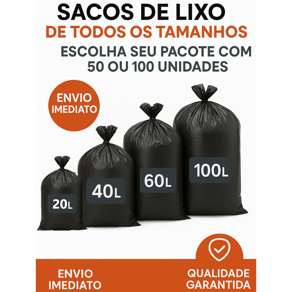Saco de Lixo 100/60/40/20 Litros resistente direto da fábrica para lixo