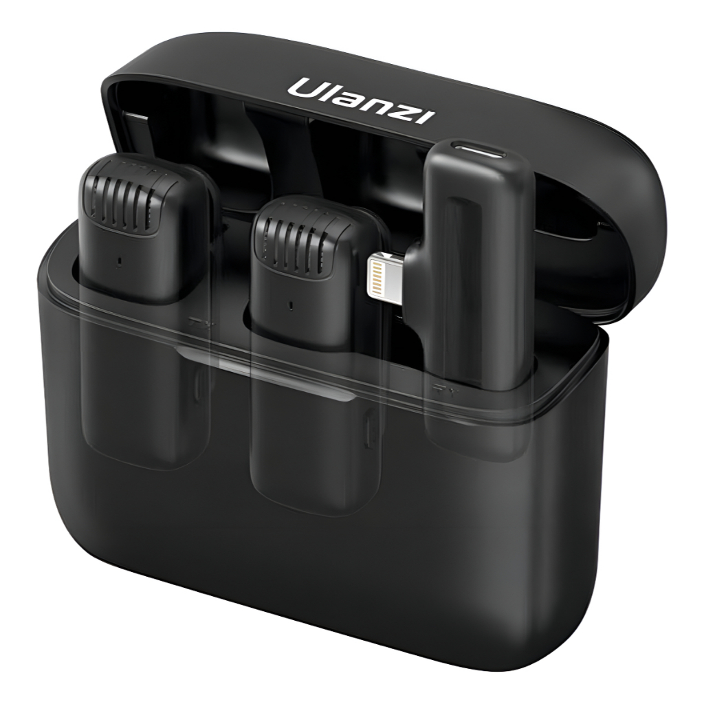 ULANZI Microfone de lapela sem fio J12 para telefone, microfone plug-play 2 em 1