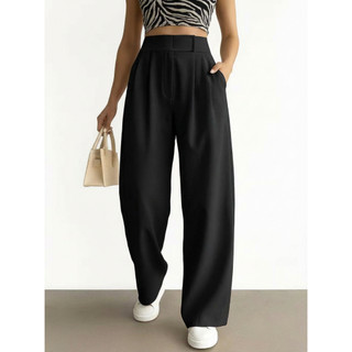 1452 Calça Feminina, Cintura Alta, Elegante, Despojada, Social, Casual, fechamento colchete.