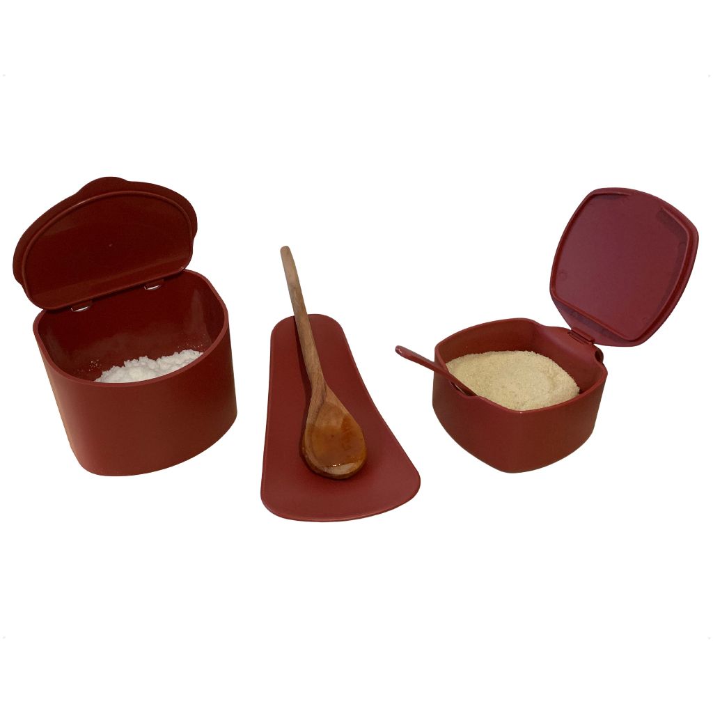 Kit Açucareiro E Saleiro Cozy Vermelho Plástico Com Mimo