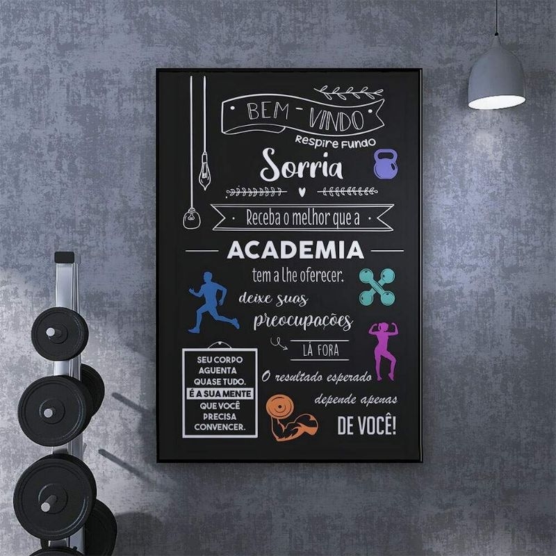 Quadro Decorativo para Academia Frase Fisiculturista