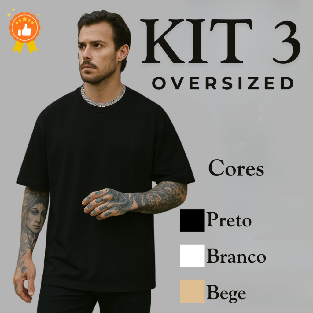 Kit 3 Oversized Masculinas Streetwear – Algodão Premium e Caimento Solto