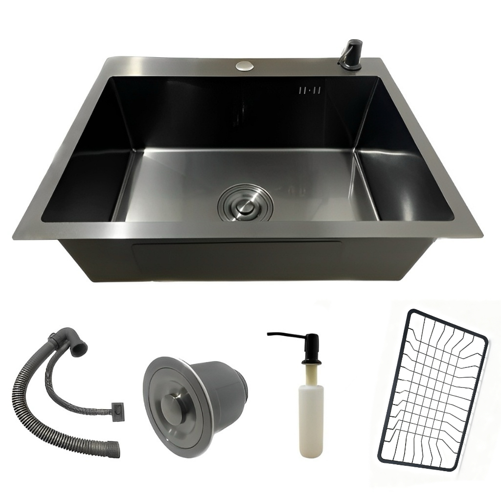 Cuba Pia Inox Preta Quadrada Gourmet Com Acessórios - Preto KGOLD em Oferta na Shopee