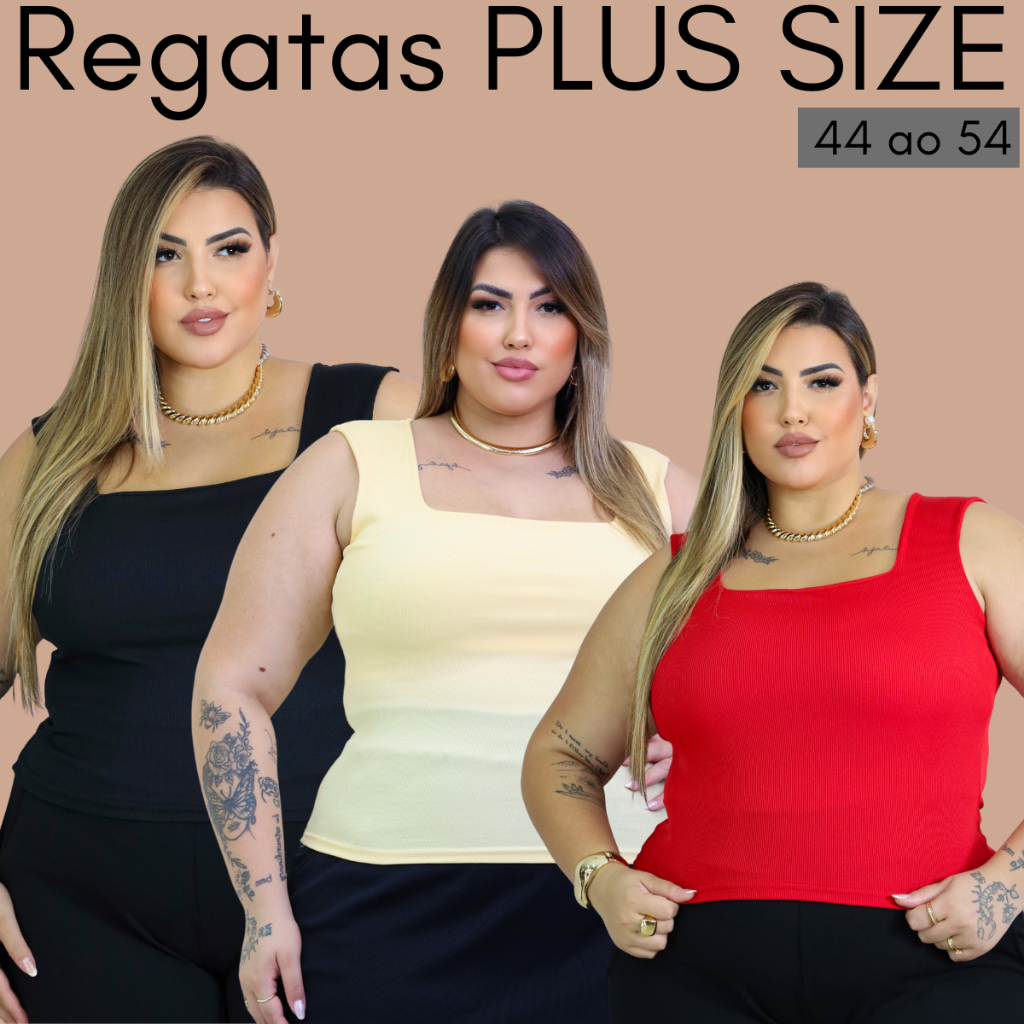 Blusa Regata Regatinha Decote Quadrado Plus Size Veste 44 ao 54 Ribana Moda Feminina Tendência Verão em Oferta na Shopee